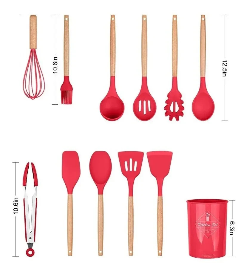 Set De Utensilios Cocina En Silicona X12